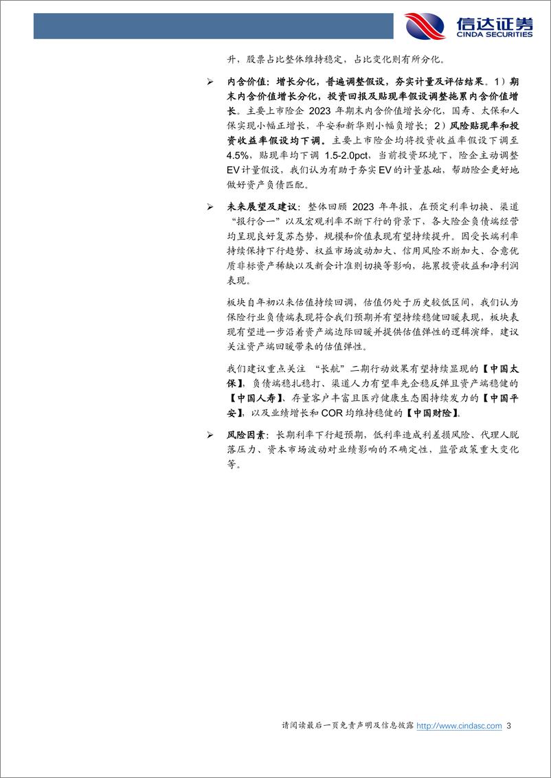 《非银金融行业上市险企2023年年报综述：寿财负债质量有望持续提升，关注资产端边际弹性-240407-信达证券-18页》 - 第3页预览图