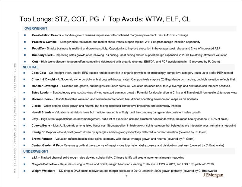 《J.P. 摩根-美股-饮料与护理行业-美国饮料、家庭与个人护理：有机增长改善，消化了大部分成本压力-2019.2-30页》 - 第8页预览图