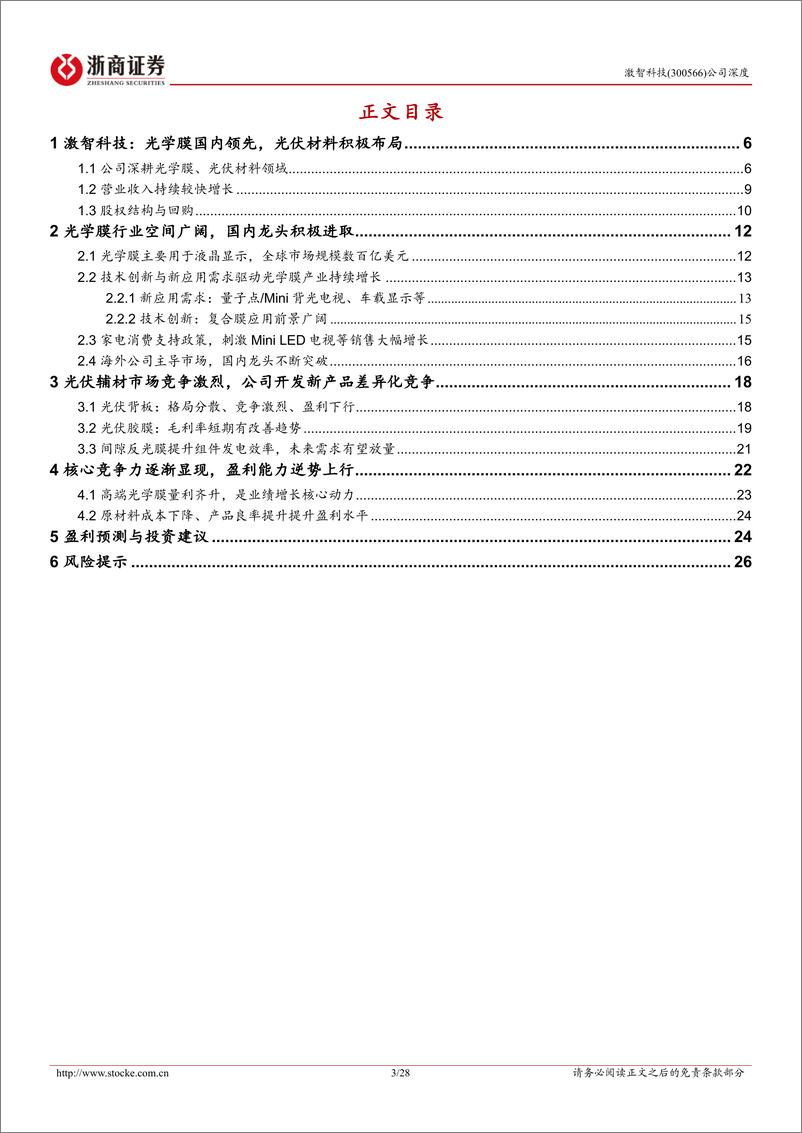 《激智科技(300566)深度报告：光学复合膜龙头，技术创新驱动产业突破-241203-浙商证券-28页》 - 第3页预览图