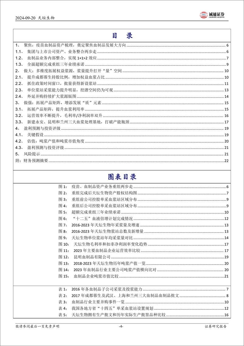 《天坛生物(600161)首次覆盖报告：高质量发展，血制品央企成长典范-240920-诚通证券-25页》 - 第4页预览图