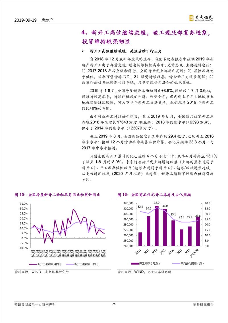 《房地产行业2019年1~8月房地产行业四维数据跟踪：销售反弹依赖供给驱动，资金制约或集中供给侧-20190919-光大证券-14页》 - 第8页预览图