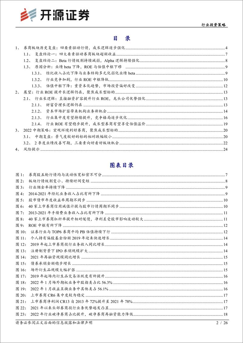 《证券行业券商板块深度复盘2022年中期投资策略：Beta弱化Alpha强化，看好长逻辑和成长型标的-20220629-开源证券-26页》 - 第3页预览图