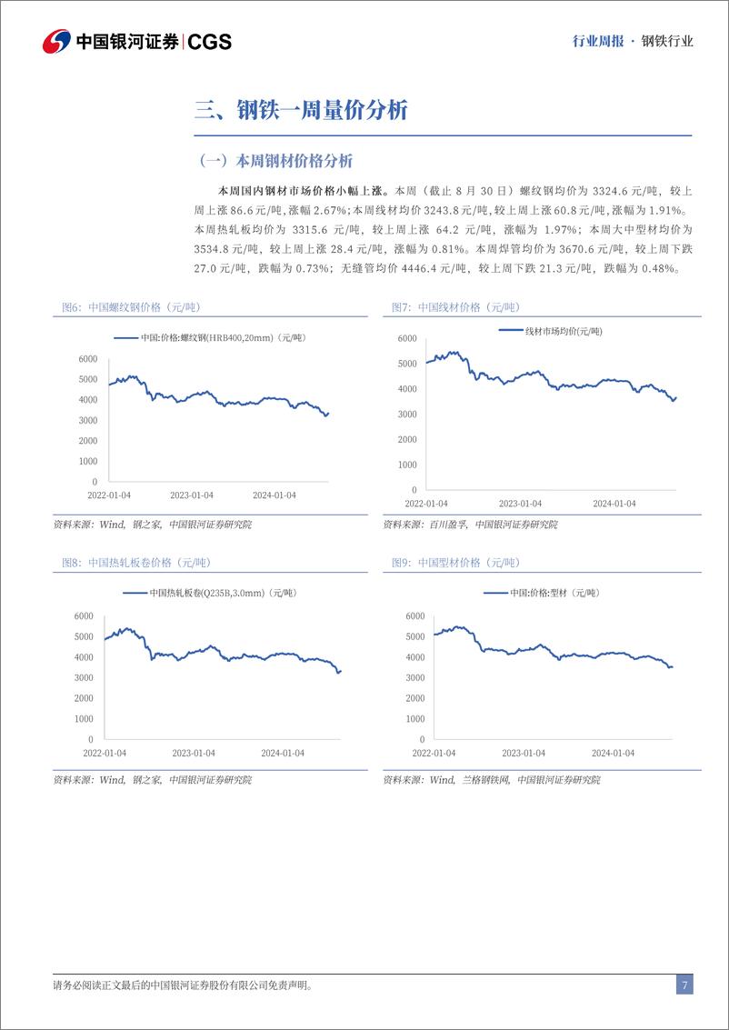 《钢铁行业周报：短期钢价小幅回升，盈利能力有望边际改善-240902-银河证券-20页》 - 第7页预览图