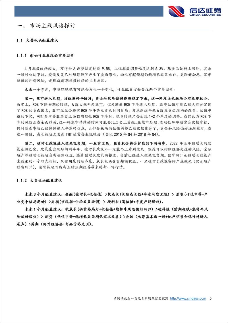 《行业配置主线探讨：适度增配成长消费，提前布局熊转牛-20220514-信达证券-25页》 - 第6页预览图