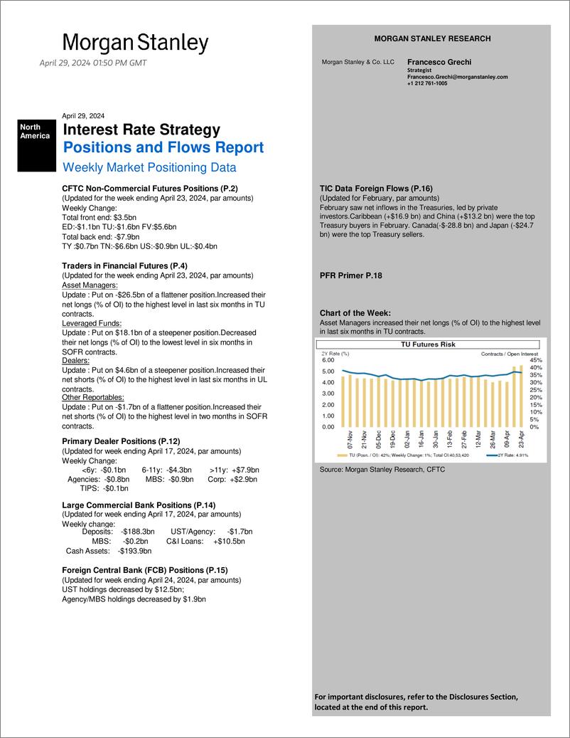 《Morgan Stanley Fixed-Global Macro Strategy Positions and Flows Report-107898804》 - 第1页预览图