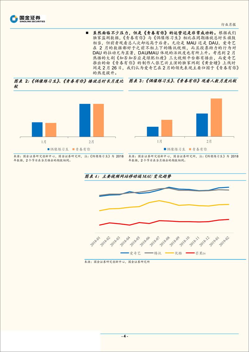 传媒行业2019年2月视频专题分析：《青春有你》渐入佳境，爱奇艺&芒果TV流量继续攀升-20190319-国金证券-15页 - 第5页预览图