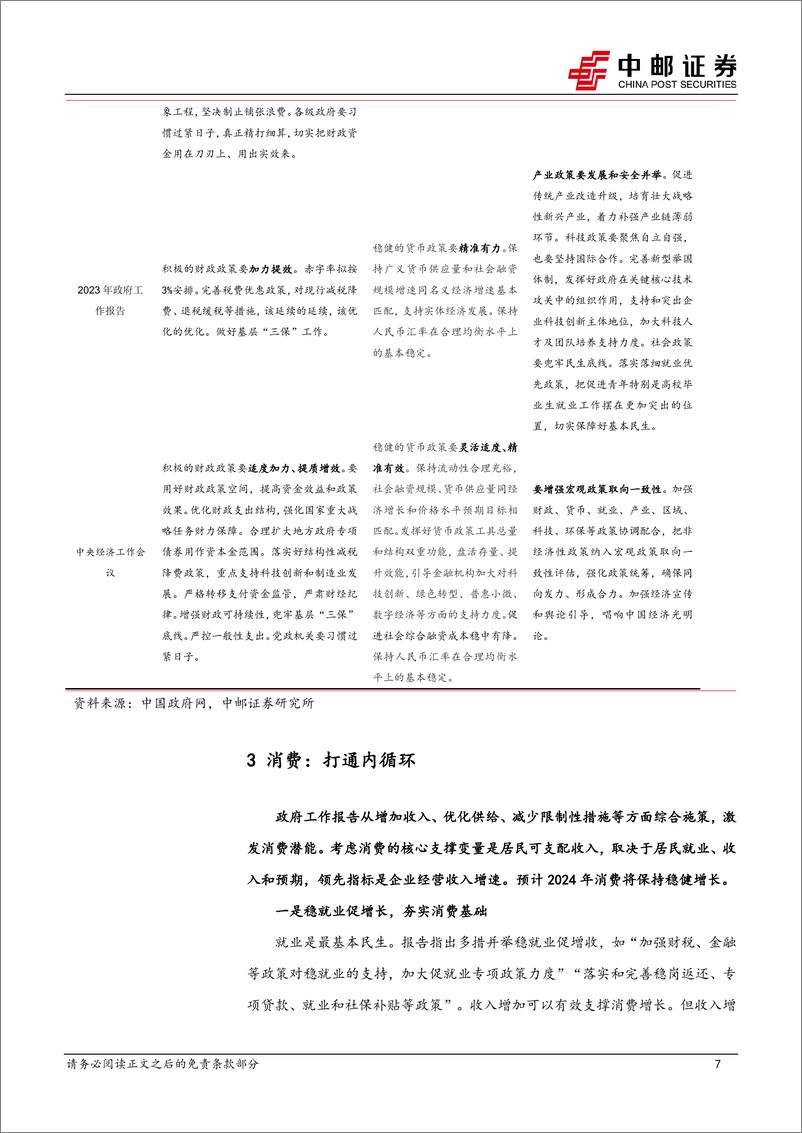 《学习2024年政府工作报告：强化提质增效，稳住合理增长-20240306-中邮证券-13页》 - 第7页预览图