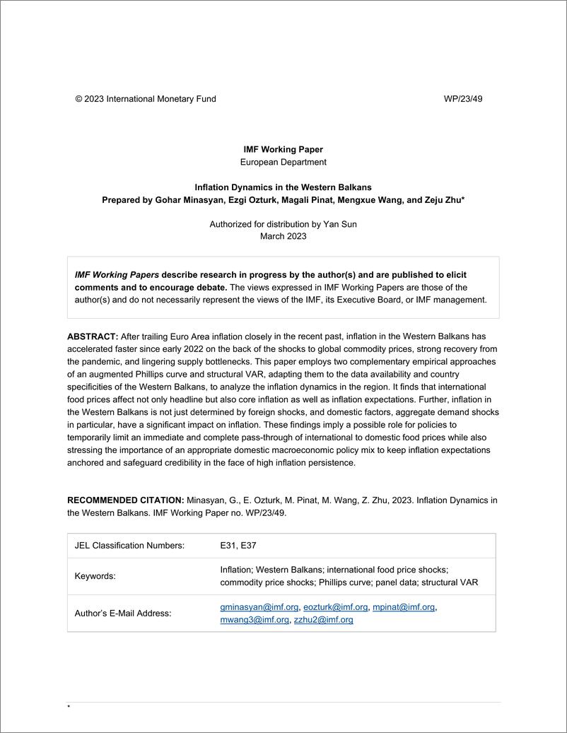 《IMF-西巴尔干的通货膨胀动态（英）-2023.3-38页》 - 第3页预览图