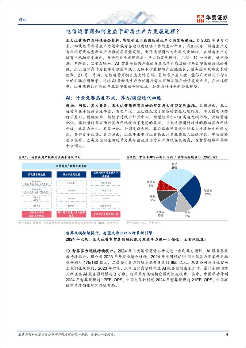 《通信行业月报-运营商双月报：向新求质，蓄力新篇-240710-华泰证券-28页》 - 第4页预览图