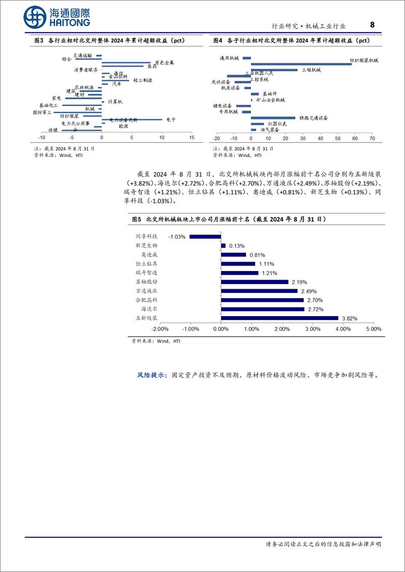 《北交所机械行业月报：8月工程机械、机床设备板块领涨，轨交、核电板块代表公司24H1业绩高增-240911-海通国际-16页》 - 第8页预览图