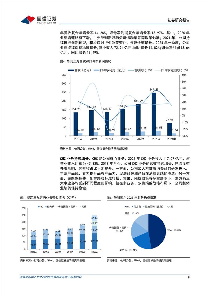 《华润三九(000999)自我诊疗引领者，中药价值创造者-240722-国信证券-43页》 - 第8页预览图