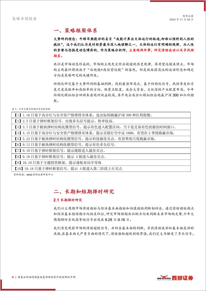 《“情绪-预期-方向”策略框架体系：第二波上行启动，情绪企稳，政策预期差需向上修复-241104-西部证券-17页》 - 第4页预览图