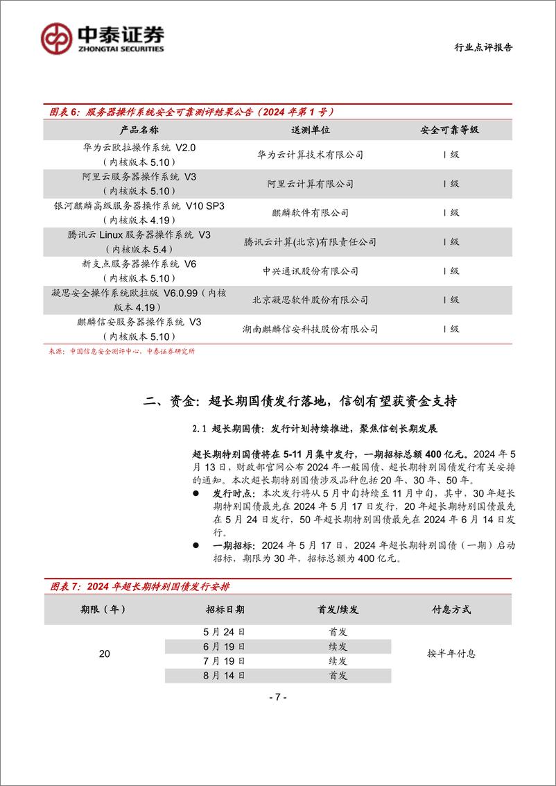 《计算机行业：中泰科技，安可测评%2b超长期国债定向支持，信创进展不断-240721-中泰证券-12页》 - 第7页预览图