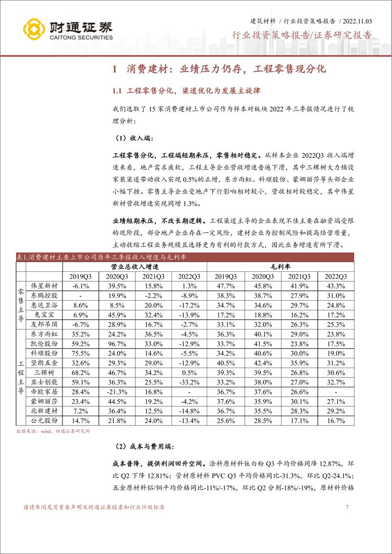 《建材材料行业2022年三季报总结：行业Q3业绩承压，底部或现，静待复苏-20221103-财通证券-39页》 - 第8页预览图