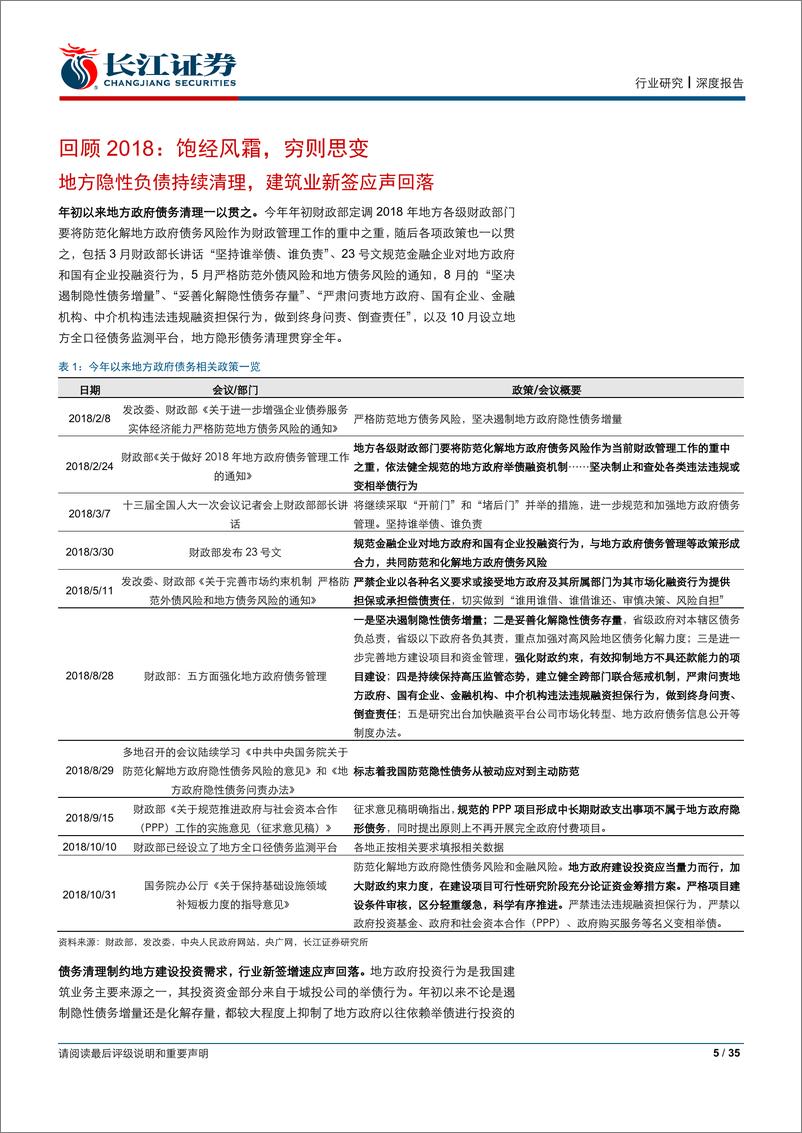 《建筑行业2019年度策略：周而复始，否极泰来-20181222-长江证券-35页》 - 第6页预览图