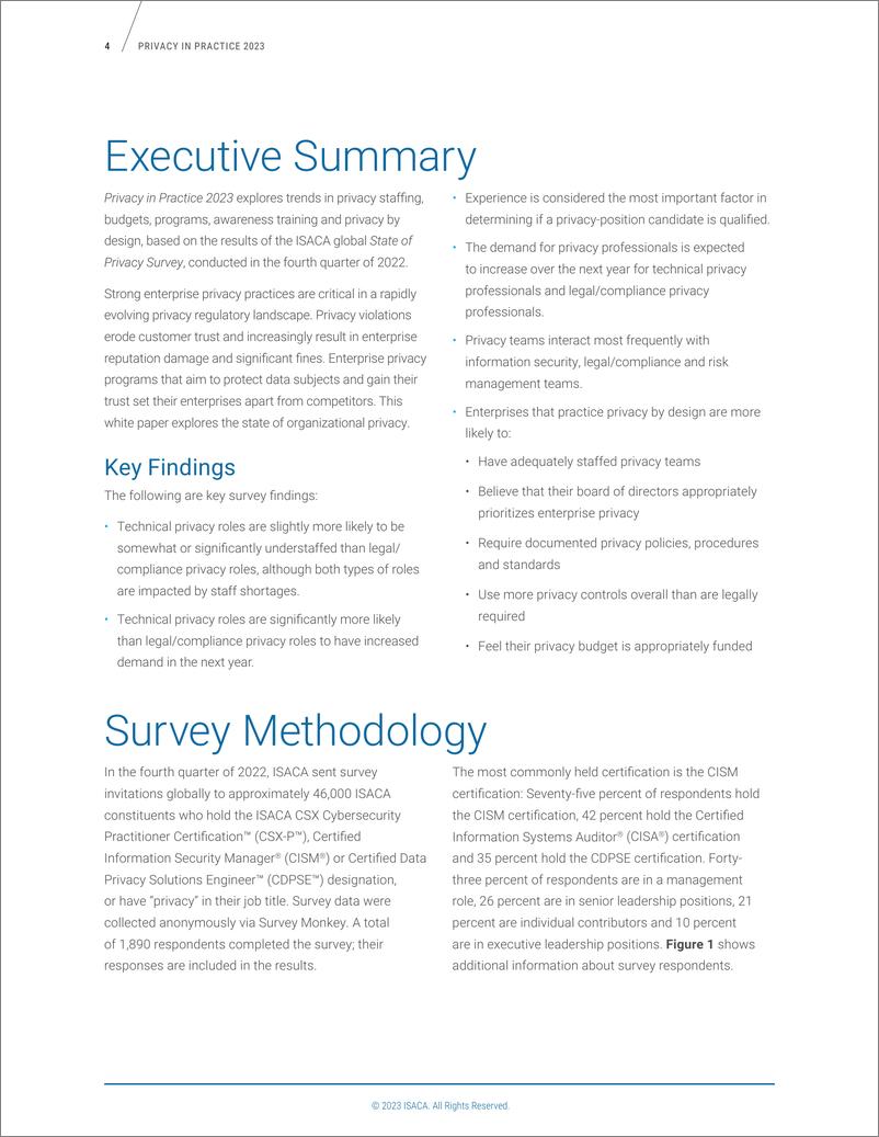 《ISACA：2023年度隐私实践研究报告（英文版）》 - 第5页预览图