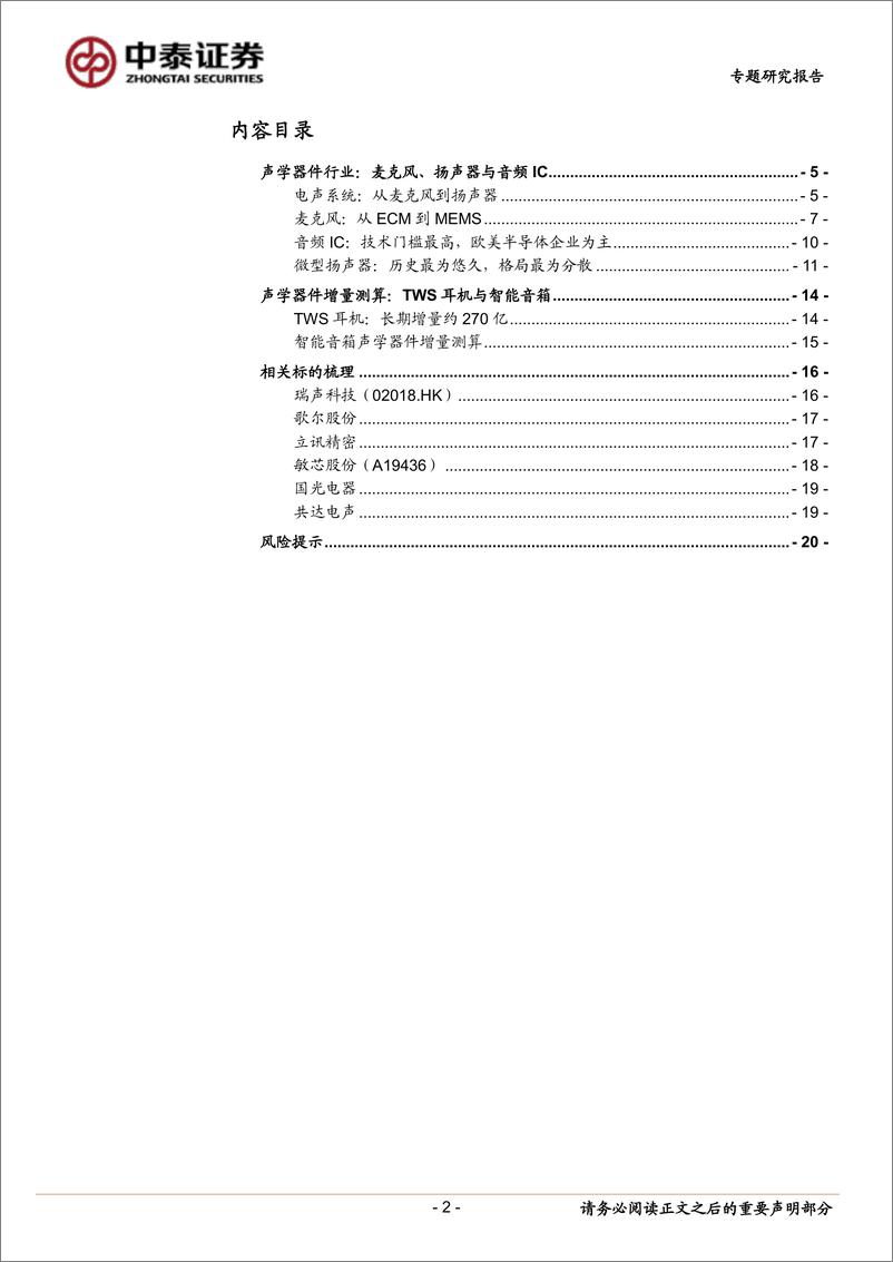 《电子行业TW系列报告：声学器件产业迎来新机遇-20191204-中泰证券-21页》 - 第3页预览图