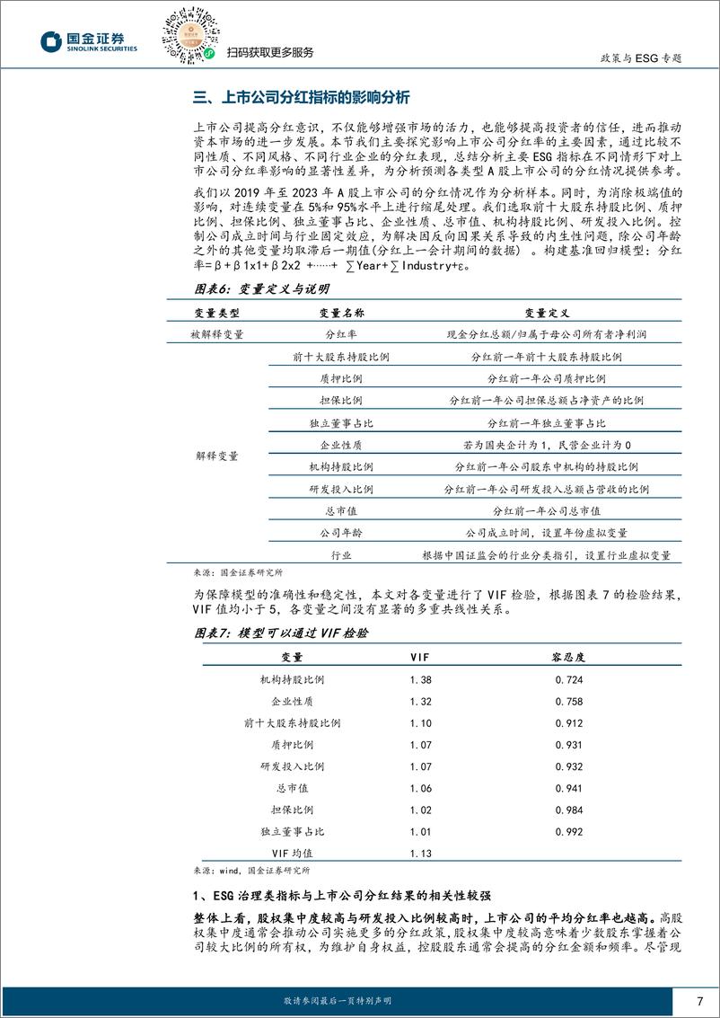 《政策与ESG专题报告：哪些ESG治理类指标将影响上市公司分红？-240910-国金证券-14页》 - 第7页预览图