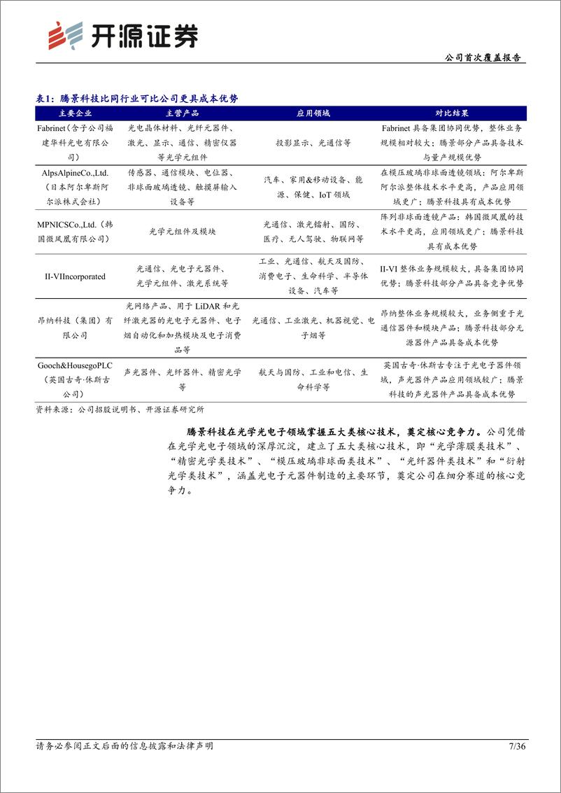 《腾景科技(688195)公司首次覆盖报告：国内领先光学平台型企业，新兴领域打开成长空间-240729-开源证券-36页》 - 第7页预览图