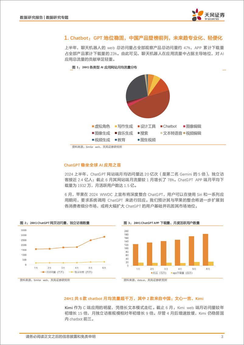 《人工智能行业数据研究·AI应用流量监控：2024上半年全球AI应用成绩单-240803-天风证券-14页》 - 第3页预览图