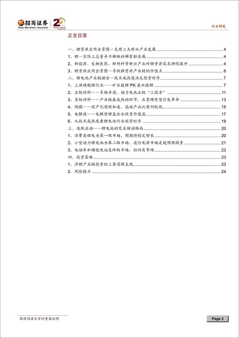 《招商系列-锂电池行业深度研究报告：技术成熟度决定投资时序》 - 第2页预览图