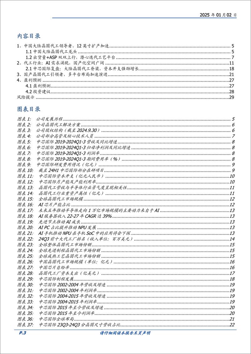 《中芯国际(688981)中国大陆晶圆代工翘楚，国产芯片供应链中坚力量-250102-国盛证券-30页》 - 第3页预览图