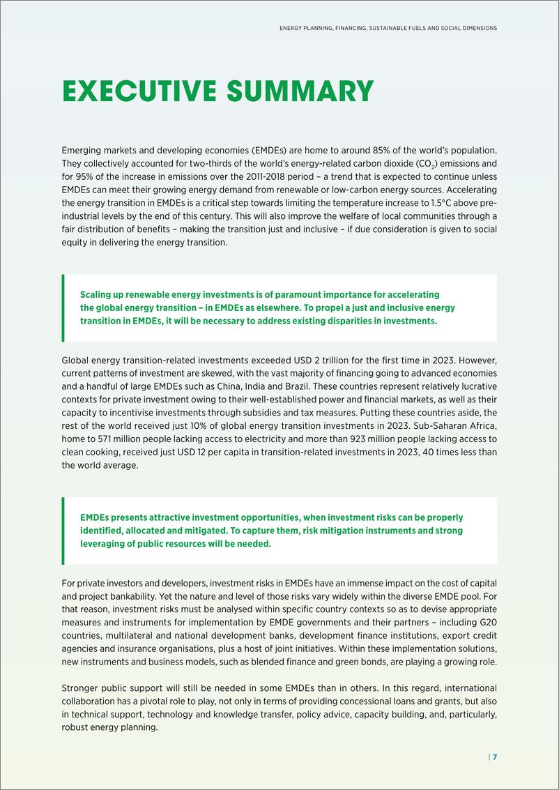 《IRENA-新兴市场和发展中经济体的公正和包容性能源转型：能源规划、融资、可持续燃料和社会层面（英）-2024-91页》 - 第7页预览图