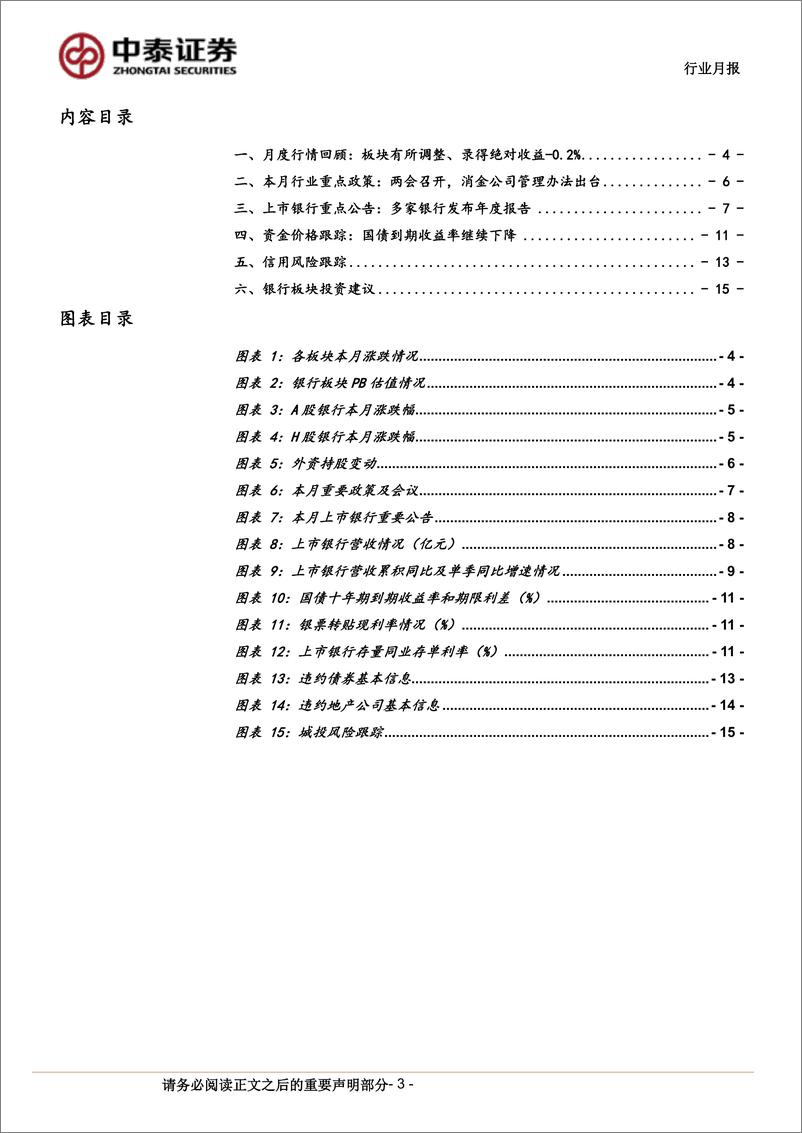 《银行业月度跟踪：部分城农商行表现较好，业绩与分红率主导-240408-中泰证券-17页》 - 第3页预览图