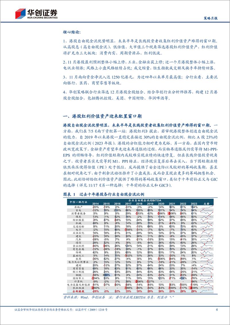 《【策略月报】港股月报：重视港股的自由现金流优势-241216-华创证券-12页》 - 第4页预览图