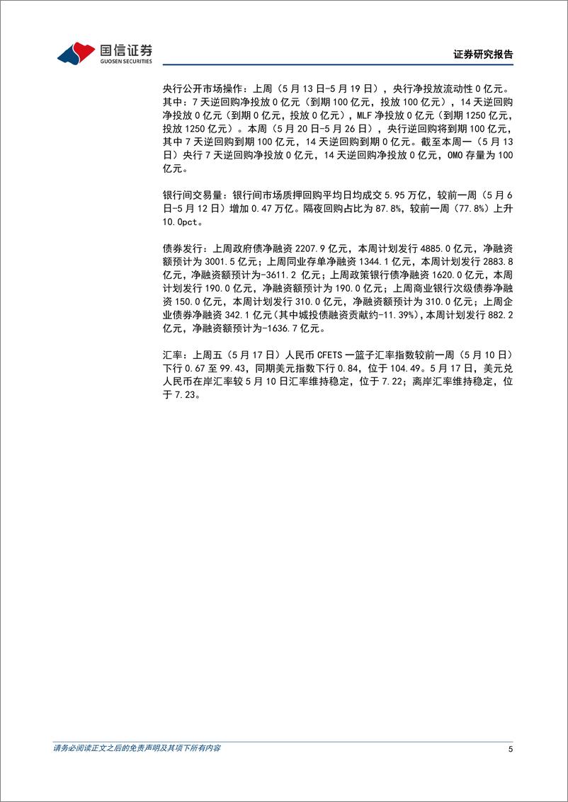 《货币政策与流动性观察：资金利率持续下行-240520-国信证券-14页》 - 第5页预览图