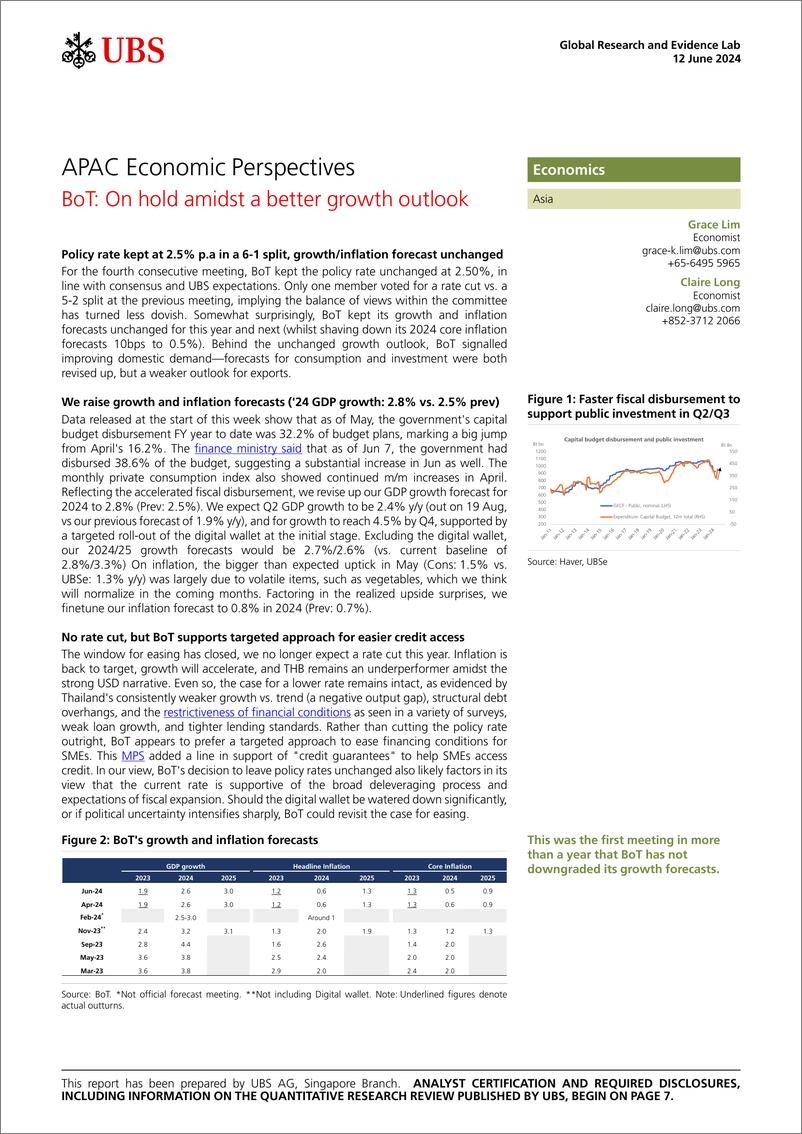 《UBS Economics-APAC Economic Perspectives _BoT On hold amidst a better gro...-108677650》 - 第1页预览图