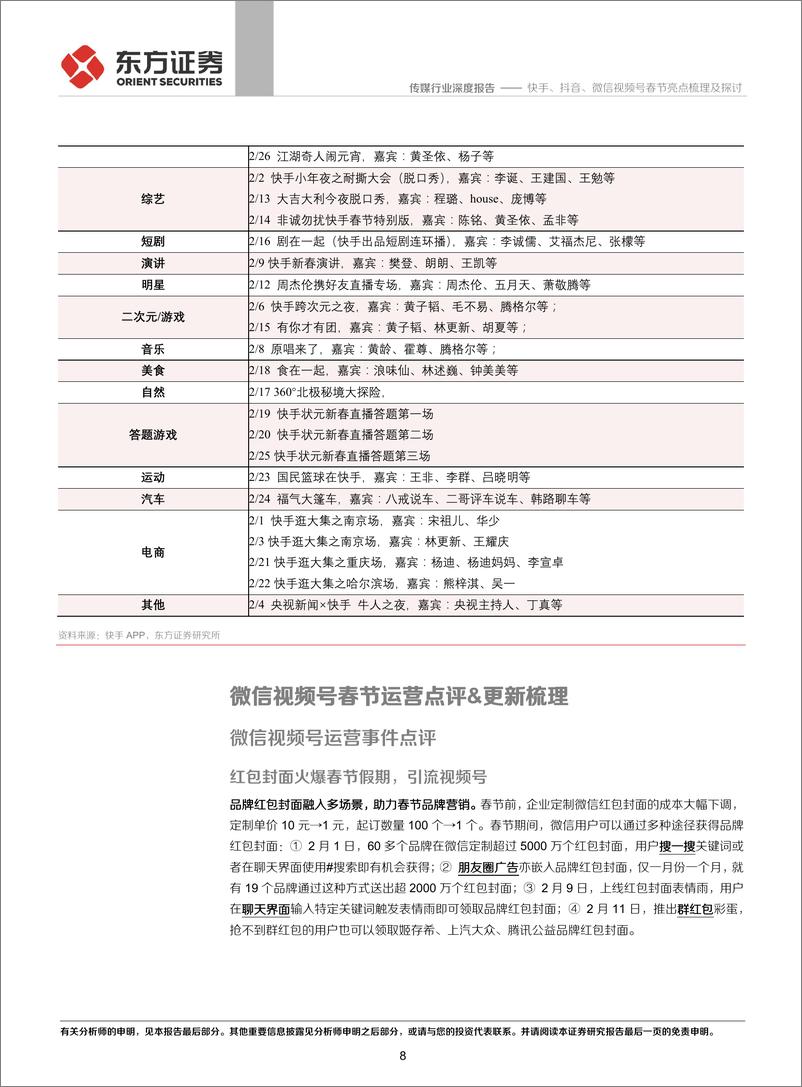 《传媒行业：快手、抖音、微信视频号春节亮点梳理及探讨-20210222-东方证券-19页》 - 第8页预览图