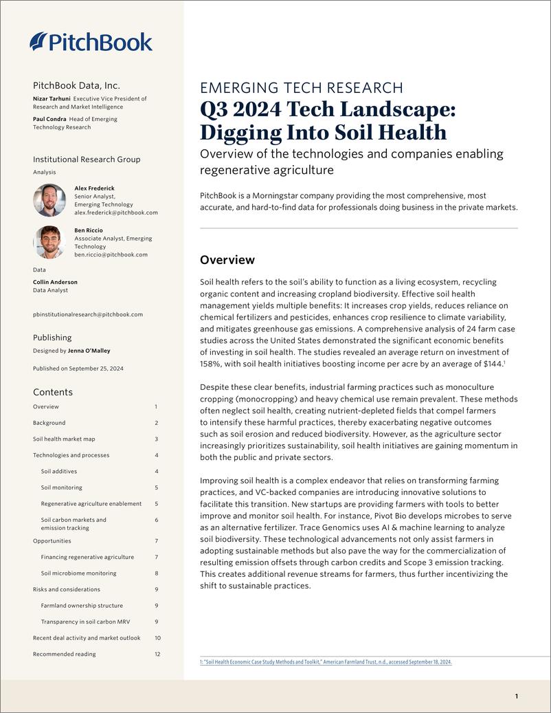 《PitchBook-2024年三季度技术景观：挖掘土壤健康（英）-2024-12页》 - 第1页预览图