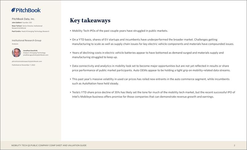 《PitchBook-Mobility Tech三季度上市公司资产负债表和估值指南（英）-2022.10-14页》 - 第3页预览图