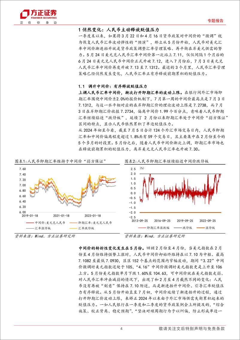 《专题报告：顺“势”调升中间价、人民币即期汇价或挑战7.35-7.40-240707-方正证券-14页》 - 第4页预览图