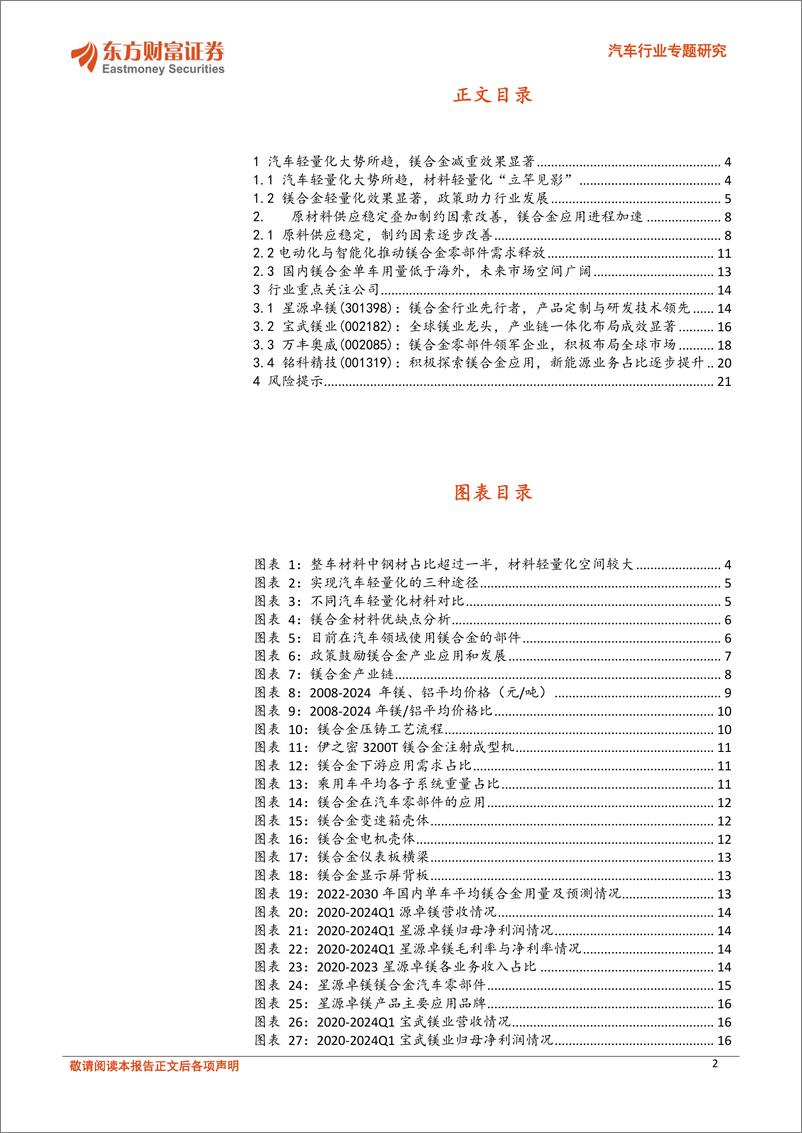 《东方财富证券-汽车行业专题研究_车用新材料系列-一-_原材料价格持续改善_镁合金零部件加速应用》 - 第2页预览图