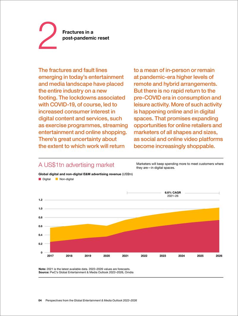 《普华永道-2022至2026年全球娱乐及媒体行业展望（英）-28页》 - 第7页预览图