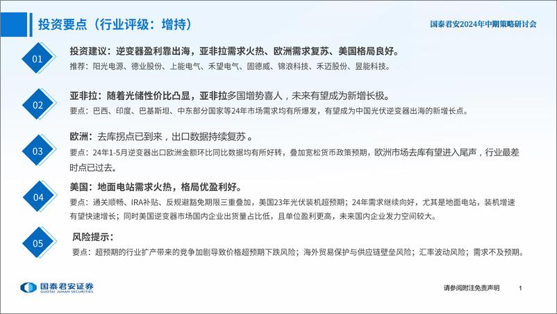 《逆变器行业2024年中期策略报告：亚非拉火热、欧洲需求复苏、美国格局良好-240630-国泰君安-24页》 - 第2页预览图