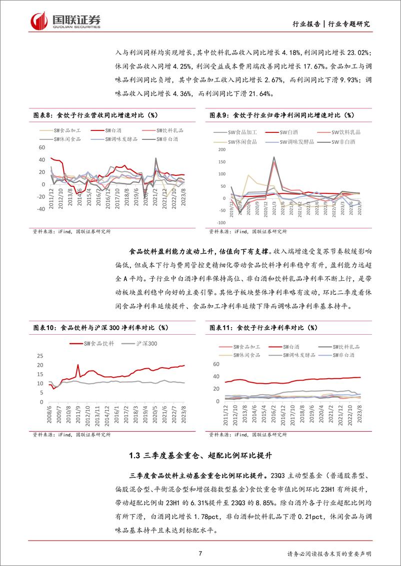 《食品饮料行业2023三季度总结：收入稳步复苏，盈利能力持续改善-20231103-国联证券-41页》 - 第8页预览图