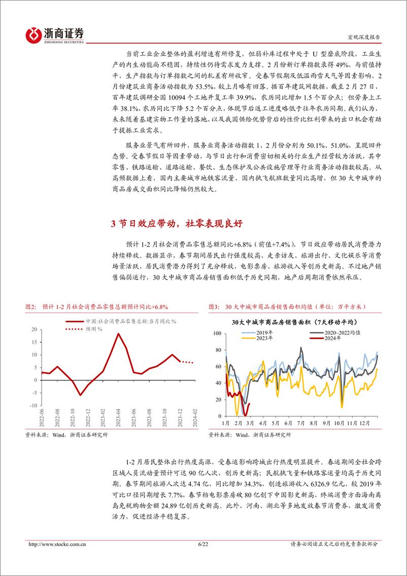 《2024年1-2月宏观经济前瞻：2024年1-2月宏观预测：开门红确定性较强，关注政策协同加力-20240304-浙商证券-22页》 - 第6页预览图