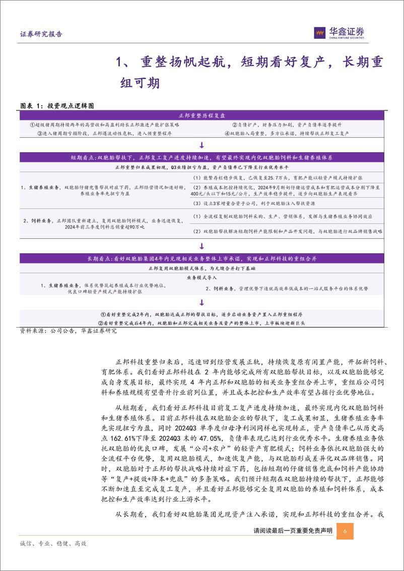 《正邦科技(002157)公司深度报告：重整归来内化双胞胎体系，合并可期迈向行业第一梯队-241126-华鑫证券-26页》 - 第6页预览图