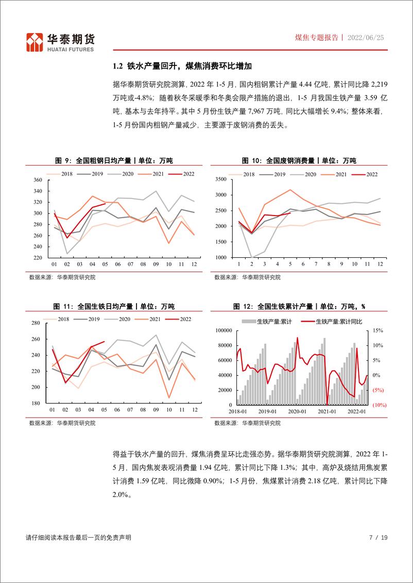 《煤焦专题报告：压产政策再起风，煤焦供需紧张格局缓解-20220625-华泰期货-19页》 - 第8页预览图