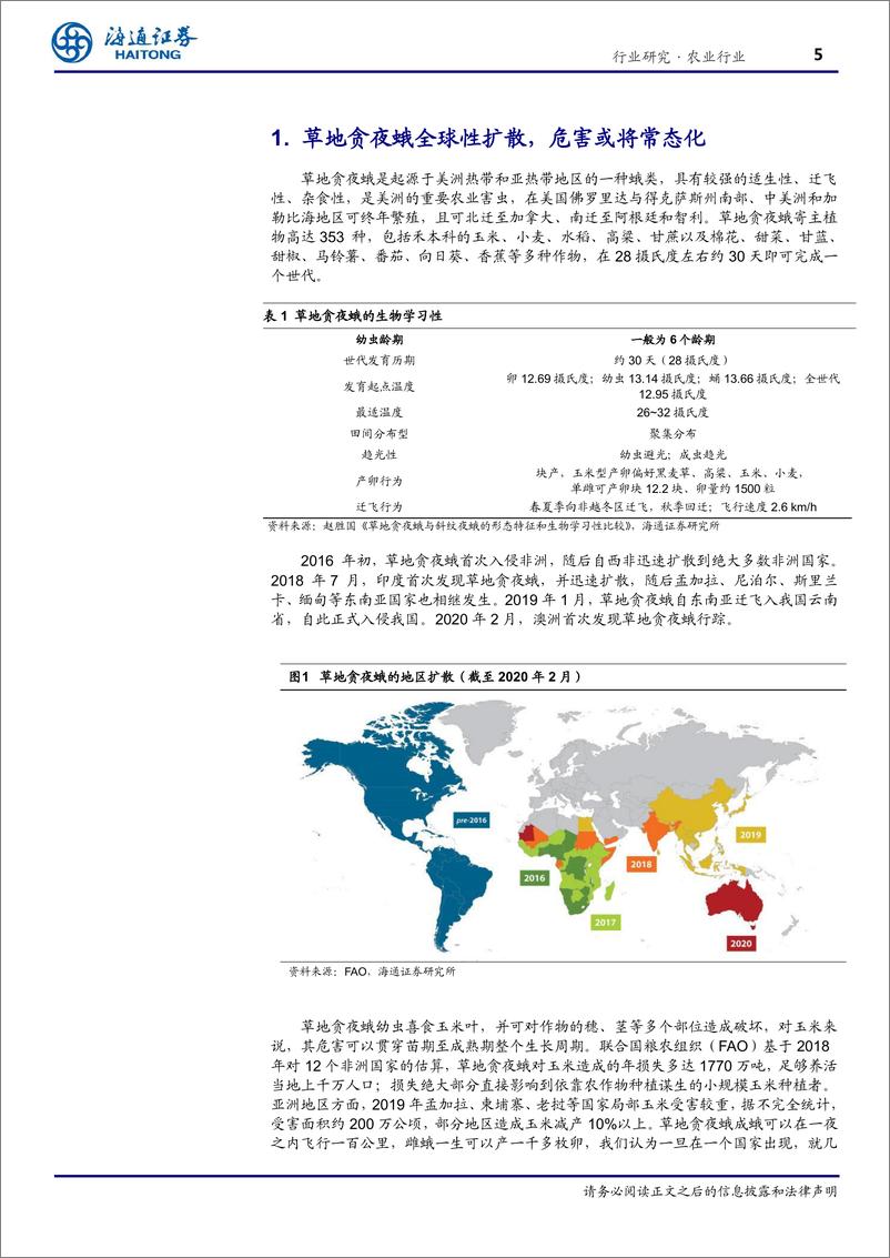 《农业：草地贪夜蛾定殖我国，后期虫害威胁不容小觑-20200325-海通证券-13页》 - 第6页预览图