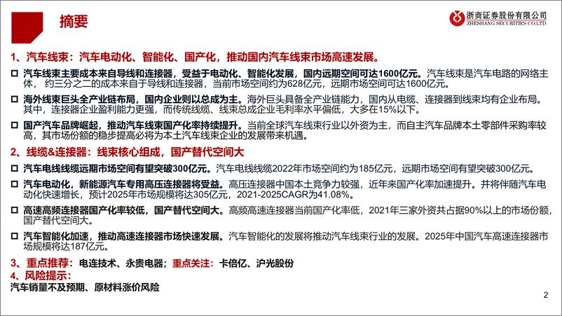 《汽车线束行业研究报告：电动化、智能化、国产化背景下，把握汽车线束行业投资机会》 - 第2页预览图