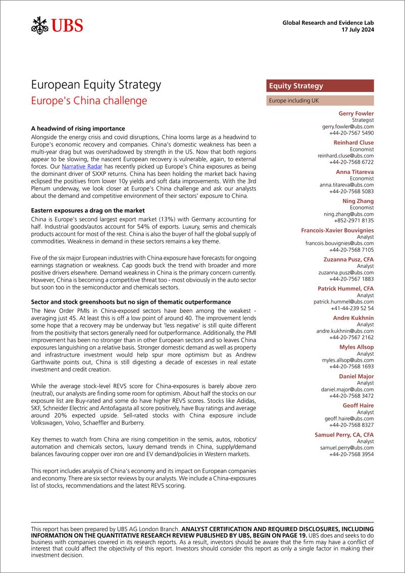 《UBS Equities-European Equity Strategy _Europes China challenge_ Fowler-109273441》 - 第1页预览图