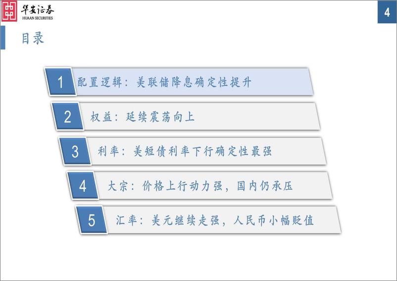 《大类资产配置月报第33期：2024年4月，美联储降息确定性提升，超配降息预期受益资产-240401-华安证券-34页》 - 第4页预览图