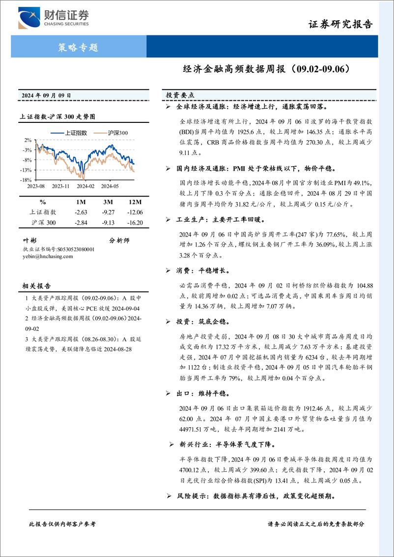 《策略专题：经济金融高频数据周报-240909-财信证券-21页》 - 第1页预览图