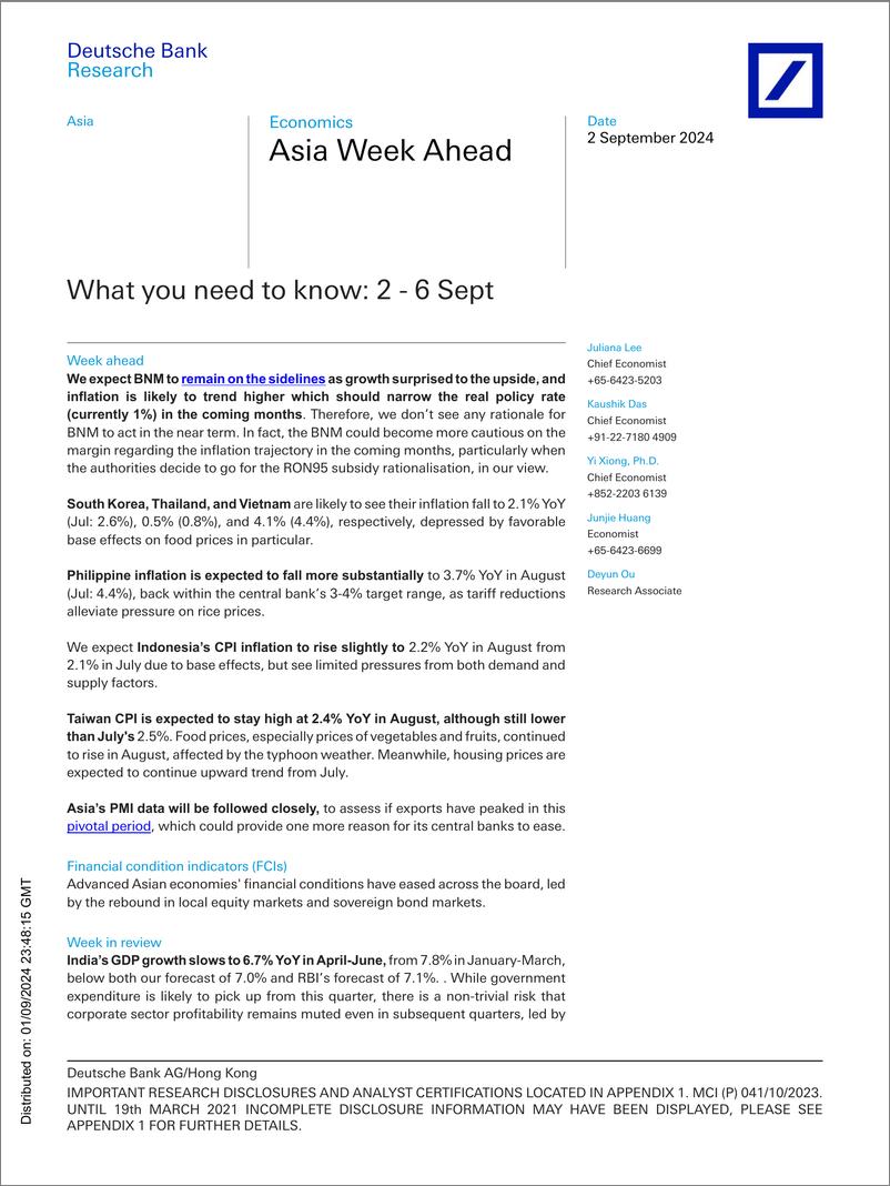 《Deutsche Bank-Asia Week Ahead What you need to know 2 - 6 Sept-110128158》 - 第1页预览图