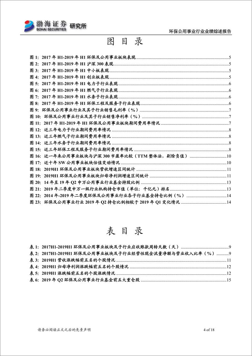 《环保公用事业行业2019年半年报业绩综述业绩增速继续下滑，基金持仓比例有所提升-20190906-渤海证券-18页》 - 第5页预览图