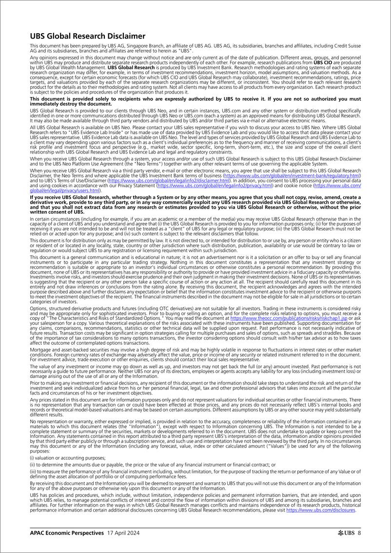 《UBS Economics-APAC Economic Perspectives _ASEAN Oil, the Fed, and central...-107665972》 - 第8页预览图